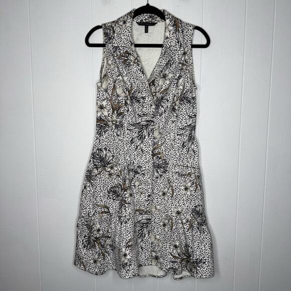 White House Black Market Women’s Floral Leopard Utility Flounce Dress Size M - Picture 1 of 6